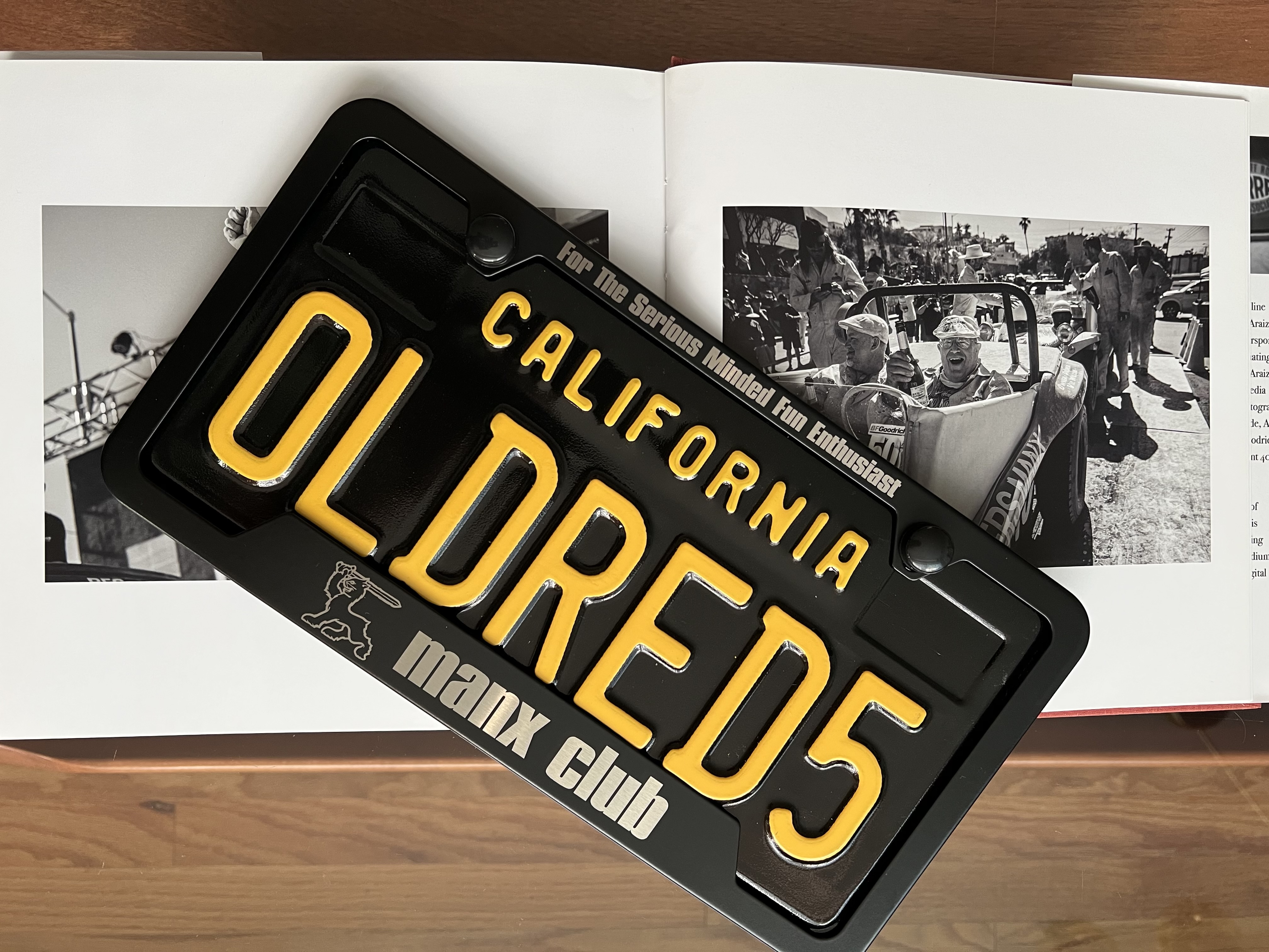 Manx Club License Plate Frame + Screw Caps (Black)